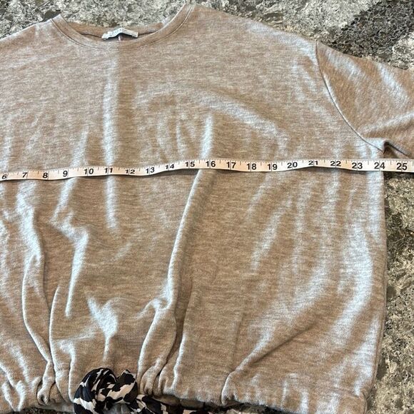 ZARA basic silk scarf tie beige/taupe sweater Sz M neutral - Picture 8 of 11